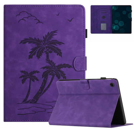 For Samsung Galaxy Tab A9+ X210/X216 Coconut Tree Embossed Smart Leather Tablet Case(Purple) - Galaxy Tab A9+ by buy2fix | Online Shopping UK | buy2fix