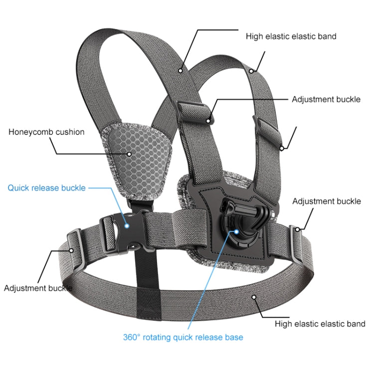 4 in 1 Adjustable Body Mount Belt Chest Strap with Mount & Screw(Grey) - Chest Belt by RUIGPRO | Online Shopping UK | buy2fix