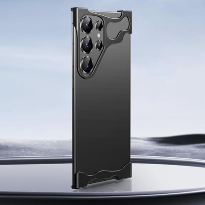 For Samsung Galaxy S25 Ultra 5G Frameless Metal Corner Pad Phone Case with Lens Film(Black) - Galaxy S25 Ultra 5G Cases by buy2fix | Online Shopping UK | buy2fix