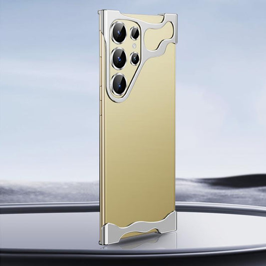 For Samsung Galaxy S25 Ultra 5G Frameless Metal Corner Pad Phone Case with Lens Film(Silver) - Galaxy S25 Ultra 5G Cases by buy2fix | Online Shopping UK | buy2fix