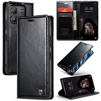 For Xiaomi Redmi Note 13 5G CaseMe 003 Crazy Horse Texture Flip Leather Phone Case(Black) - Note 13 Cases by CaseMe | Online Shopping UK | buy2fix