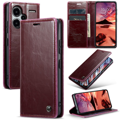 For Xiaomi Redmi Note 13 Pro+ 5G CaseMe 003 Crazy Horse Texture Flip Leather Phone Case(Mulberry Red) - Xiaomi Cases by CaseMe | Online Shopping UK | buy2fix