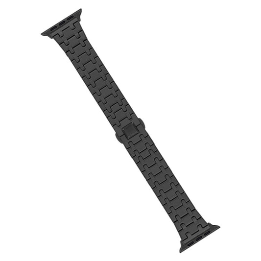 For Apple Watch SE 2023 44mm Double T Stainless Steel Watch Band(Black) by buy2fix