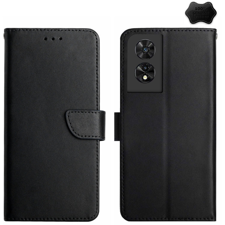 For TCL 505 Genuine Leather Fingerprint-proof Flip Phone Case(Black) - TCL by buy2fix | Online Shopping UK | buy2fix