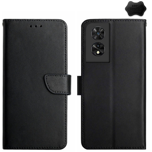 For TCL 505 Genuine Leather Fingerprint-proof Flip Phone Case(Black) - TCL by buy2fix | Online Shopping UK | buy2fix