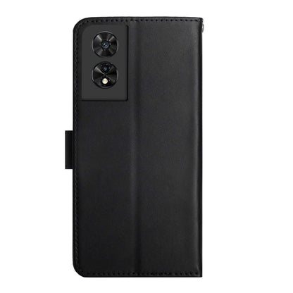 For TCL 505 Genuine Leather Fingerprint-proof Flip Phone Case(Black) - TCL by buy2fix | Online Shopping UK | buy2fix