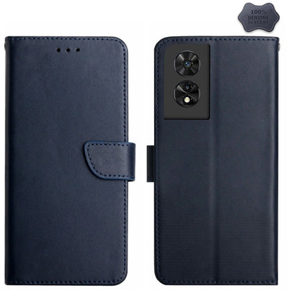 For TCL 505 Genuine Leather Fingerprint-proof Flip Phone Case(Blue) - TCL by buy2fix | Online Shopping UK | buy2fix