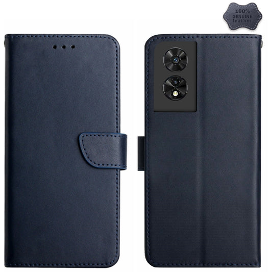 For TCL 505 Genuine Leather Fingerprint-proof Flip Phone Case(Blue) - TCL by buy2fix | Online Shopping UK | buy2fix