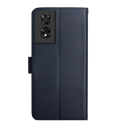 For TCL 505 Genuine Leather Fingerprint-proof Flip Phone Case(Blue) - TCL by buy2fix | Online Shopping UK | buy2fix