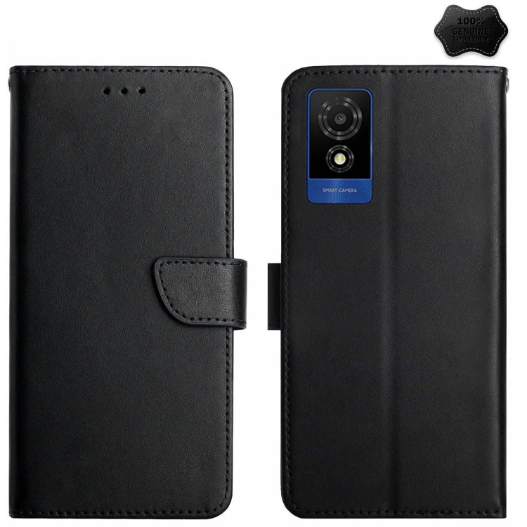 For TCL 502 Genuine Leather Fingerprint-proof Flip Phone Case(Black) - TCL by buy2fix | Online Shopping UK | buy2fix
