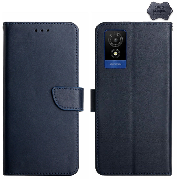 For TCL 502 Genuine Leather Fingerprint-proof Flip Phone Case(Blue) - TCL by buy2fix | Online Shopping UK | buy2fix