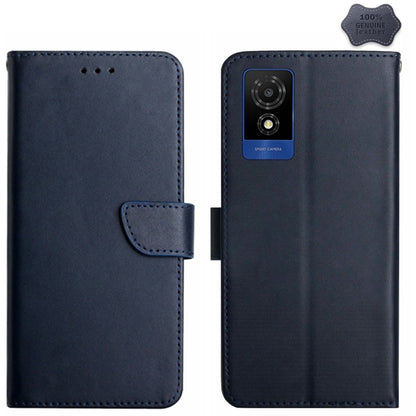 For TCL 502 Genuine Leather Fingerprint-proof Flip Phone Case(Blue) - TCL by buy2fix | Online Shopping UK | buy2fix