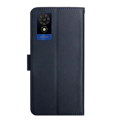For TCL 502 Genuine Leather Fingerprint-proof Flip Phone Case(Blue) - TCL by buy2fix | Online Shopping UK | buy2fix