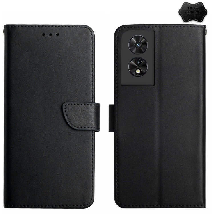 For TCL 50 SE/40 NxtPaper 4G Genuine Leather Fingerprint-proof Flip Phone Case(Black) - TCL by buy2fix | Online Shopping UK | buy2fix