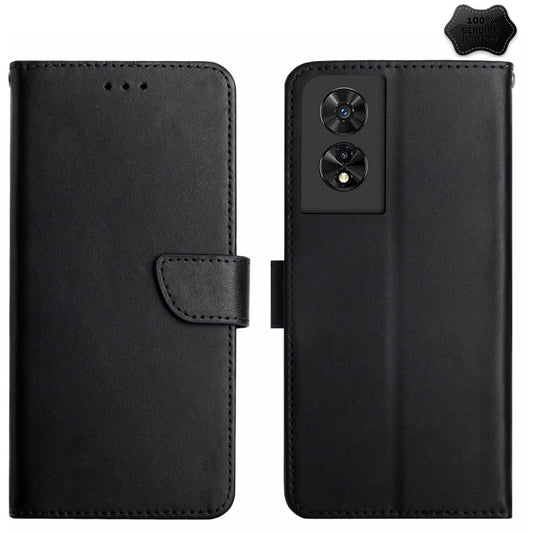 For TCL 50 SE/40 NxtPaper 4G Genuine Leather Fingerprint-proof Flip Phone Case(Black) - TCL by buy2fix | Online Shopping UK | buy2fix