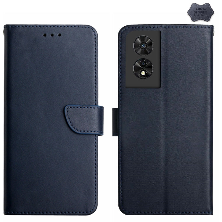 For TCL 50 SE/40 NxtPaper 4G Genuine Leather Fingerprint-proof Flip Phone Case(Blue) - TCL by buy2fix | Online Shopping UK | buy2fix