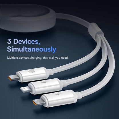 Baseus Core Series 100W 480Mbps USB-A to USB-C / Type-C + 8 Pin + Micro USB Telescopic Fast Charging Data Cable(White) - 2 in 1 Cable by Baseus | Online Shopping UK | buy2fix