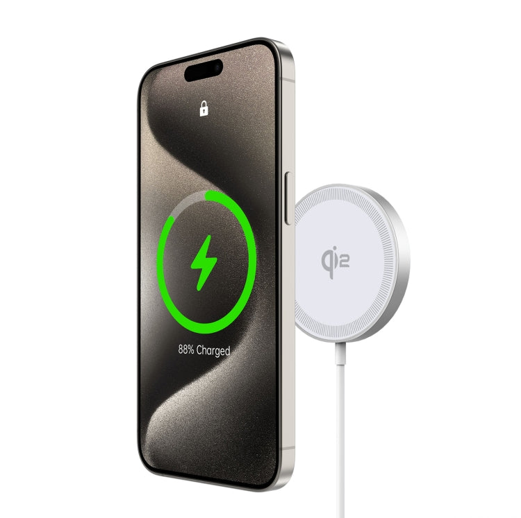 DUZZONA W18 15W Qi2 MagSafe Magnetic Suction Wireless Charger(White) - Wireless Charger by DUZZONA | Online Shopping UK | buy2fix