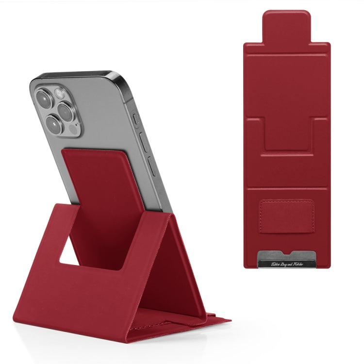 PU Leather Ultra Thin Folding Phone Holder(Red) - Desktop Holder by buy2fix | Online Shopping UK | buy2fix