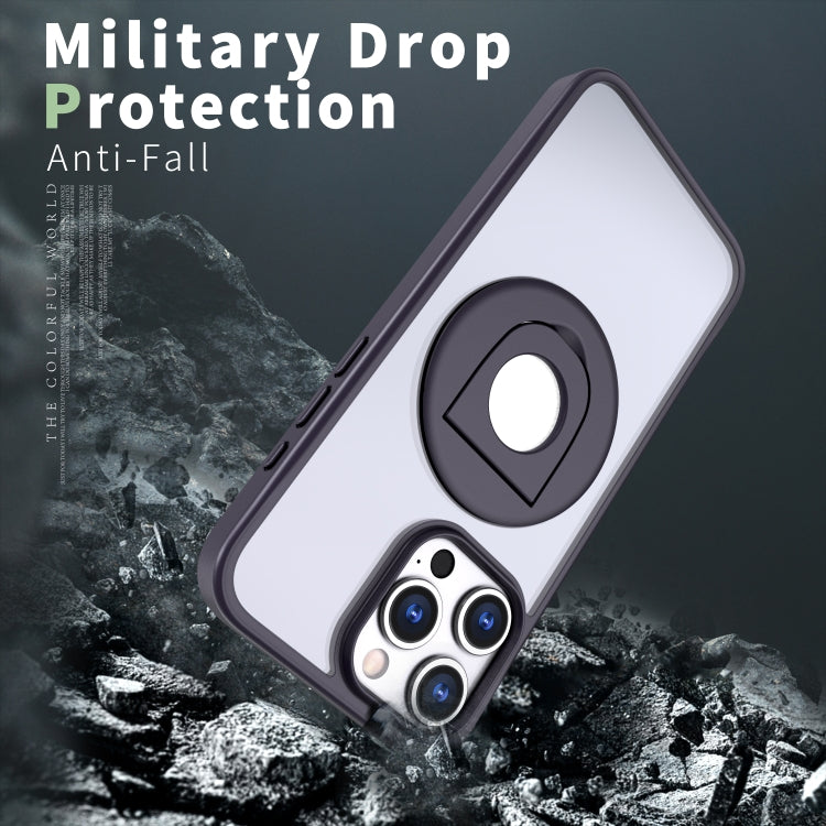 For iPhone 13 Pro Max / 12 Pro Max Transparent U-Ring Holder MagSafe Magnetic Phone Case(Purple) by buy2fix