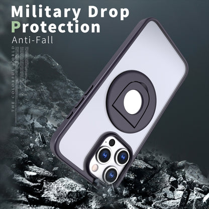 For iPhone 13 Pro Max / 12 Pro Max Transparent U-Ring Holder MagSafe Magnetic Phone Case(Purple) by buy2fix