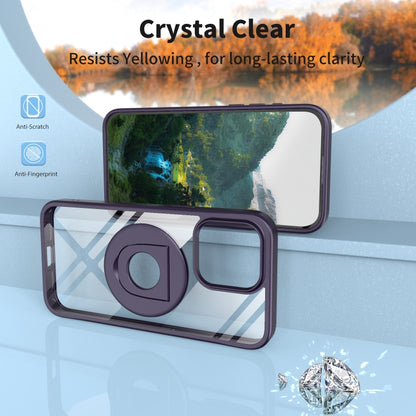 For iPhone 13 Pro Max / 12 Pro Max Transparent U-Ring Holder MagSafe Magnetic Phone Case(Purple) by buy2fix