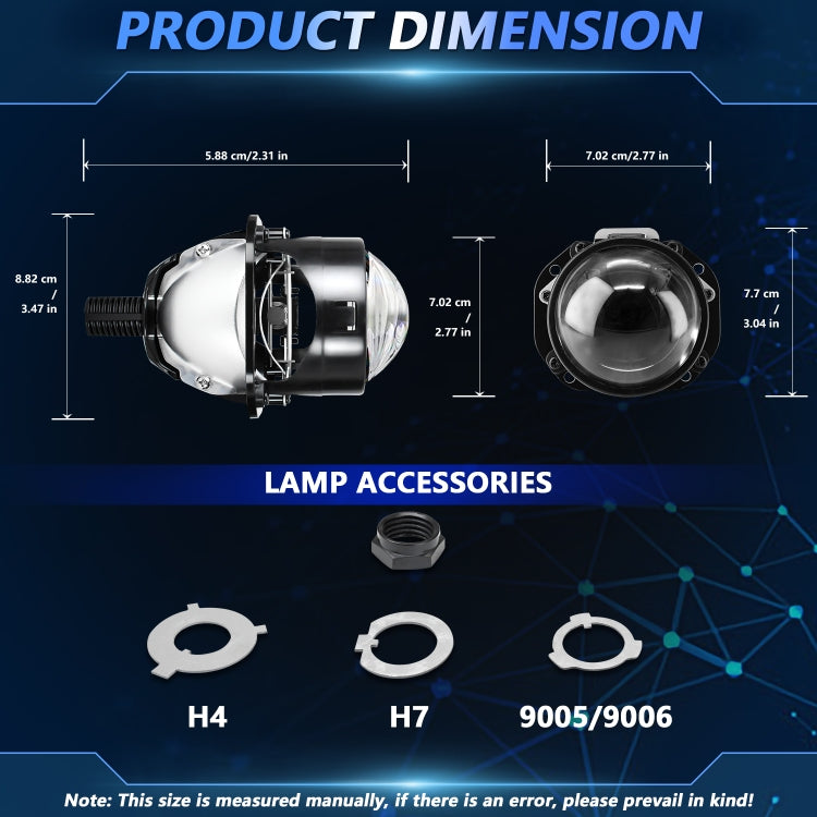 T02 1 Pair 2.5 inch Car Bifocal LED Lens Headlight(Black) - LED Headlamps by buy2fix | Online Shopping UK | buy2fix