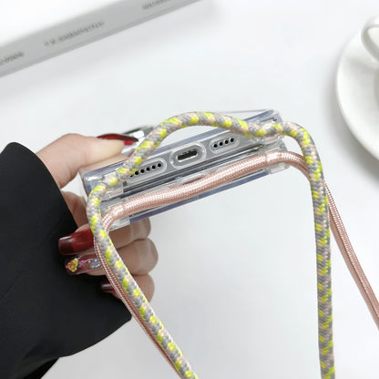 For iPhone 15 Plus MagSafe Magnetic PC + TPU Phone Case with Lanyard(Yellow Pink Grey) by buy2fix