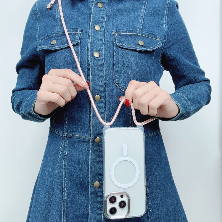 For iPhone 15 Plus MagSafe Magnetic PC + TPU Phone Case with Lanyard(Yellow Pink Grey) by buy2fix
