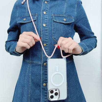 For iPhone 15 Plus MagSafe Magnetic PC + TPU Phone Case with Lanyard(Yellow Pink Grey) by buy2fix