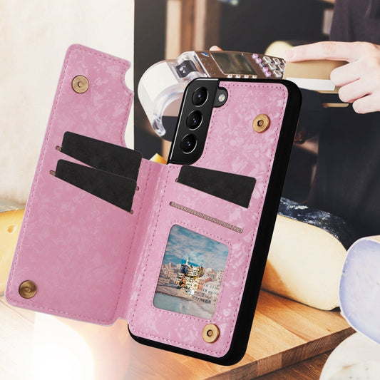 For Samsung Galaxy S21+ 5G Printed Double Buckle RFID Anti-theft Phone Case(Dried Flower World) by buy2fix