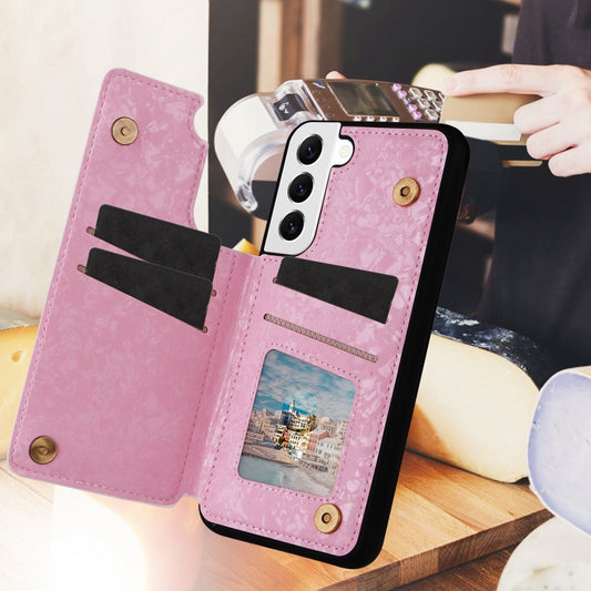 For Samsung Galaxy S22 5G Printed Double Buckle RFID Anti-theft Phone Case(Blossoming Flowers) by buy2fix