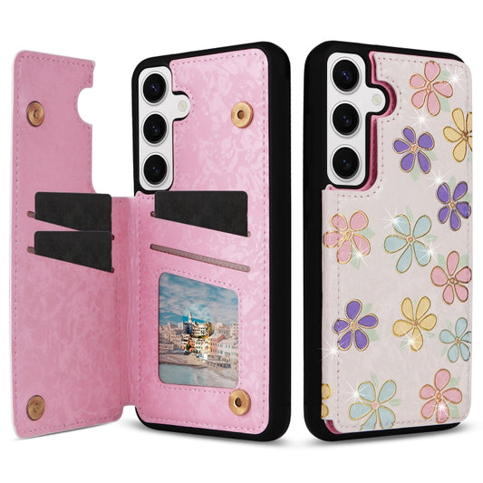 For Samsung Galaxy S25 5G Printed Double Buckle RFID Anti-theft Phone Case(Blossoming Flowers) by buy2fix