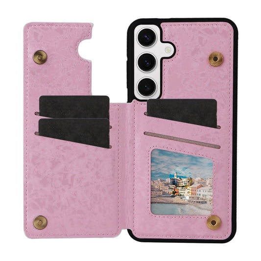 For Samsung Galaxy S25 5G Printed Double Buckle RFID Anti-theft Phone Case(Blossoming Flowers) by buy2fix