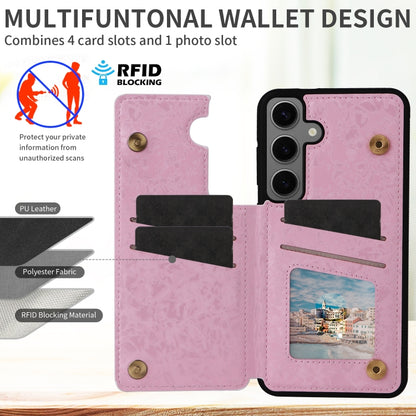 For Samsung Galaxy S25+ 5G Printed Double Buckle RFID Anti-theft Phone Case(Blossoming Flowers) by buy2fix