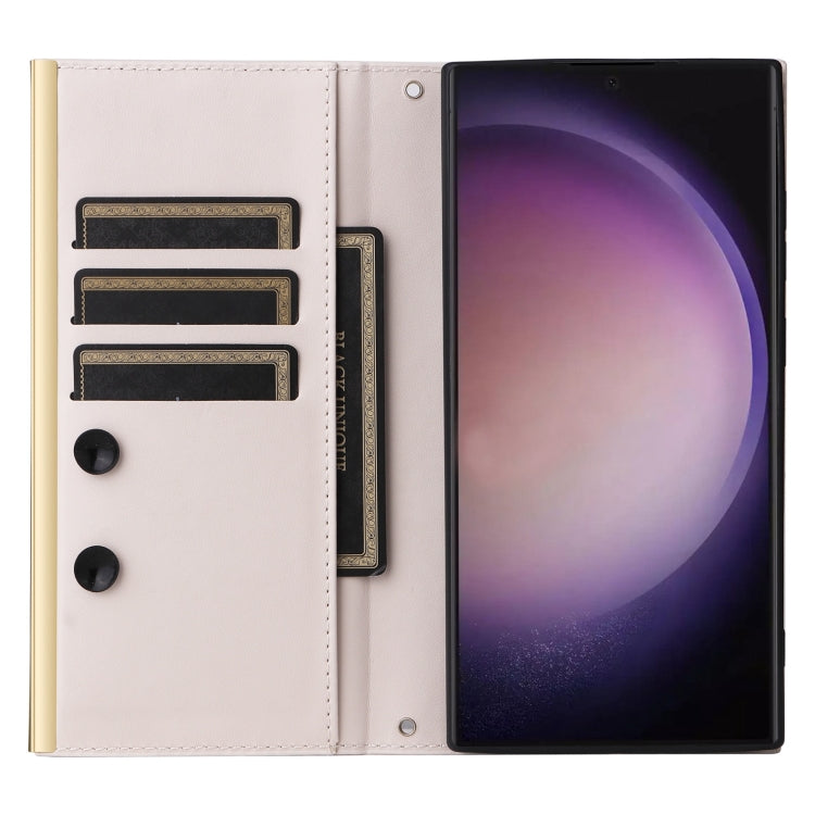 For Samsung Galaxy S23 Ultra 5G Crossbody Rhombic Sucker Leather Phone Case(White) by buy2fix