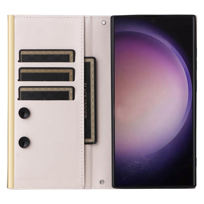 For Samsung Galaxy S23 Ultra 5G Crossbody Rhombic Sucker Leather Phone Case(White) by buy2fix