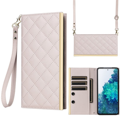 For Samsung Galaxy S20 FE Crossbody Rhombic Sucker Leather Phone Case(White) by buy2fix