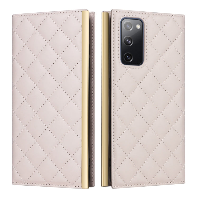 For Samsung Galaxy S20 FE Crossbody Rhombic Sucker Leather Phone Case(White) by buy2fix