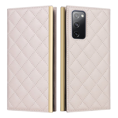 For Samsung Galaxy S20 FE Crossbody Rhombic Sucker Leather Phone Case(White) by buy2fix