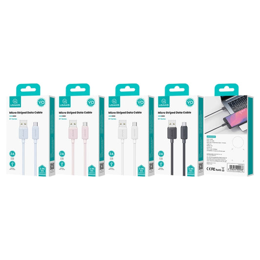 USAMS US-SJ690 USB to Micro USB 2A Striped Fast Charge Data Cable, Length:1m(Pink) by USAMS