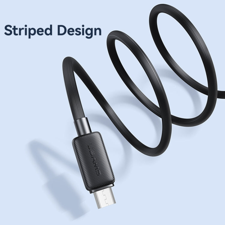 USAMS US-SJ690 USB to Micro USB 2A Striped Fast Charge Data Cable, Length:1m(Black) - Micro USB Cable by USAMS | Online Shopping UK | buy2fix