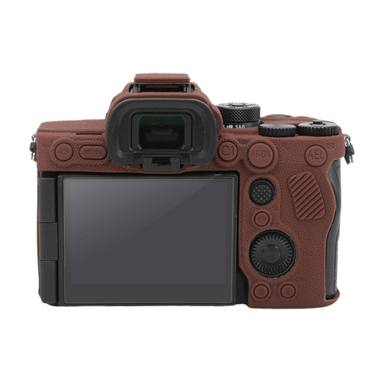 For Sony ILCE7RM5 / A7R5 Litchi Texture Soft Silicone Protective Case(Coffee) by buy2fix
