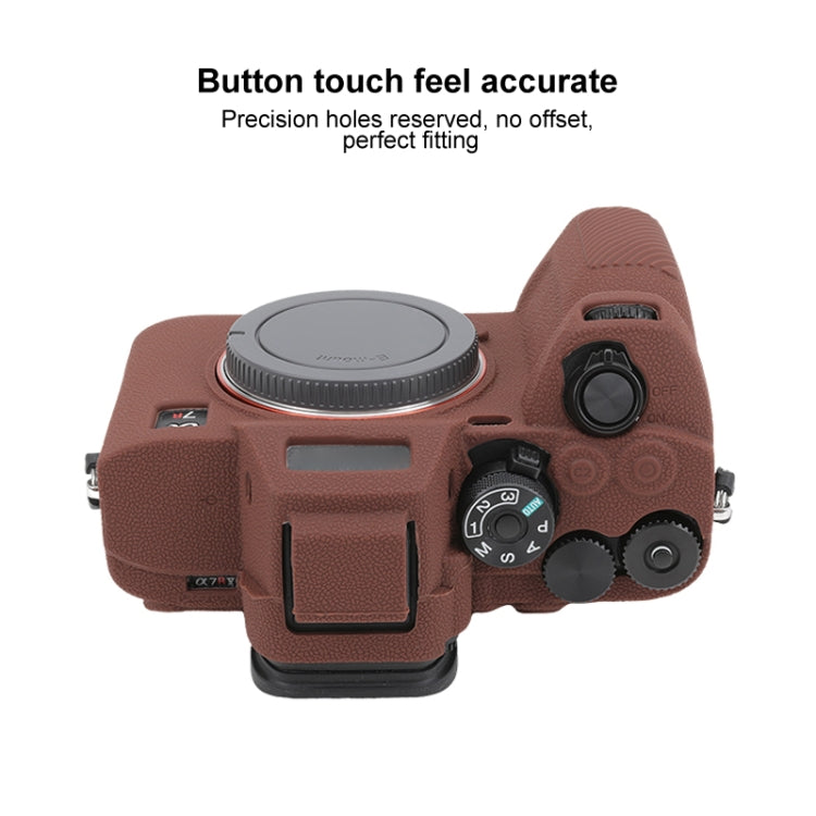 For Sony ILCE7RM5 / A7R5 Litchi Texture Soft Silicone Protective Case(Coffee) by buy2fix