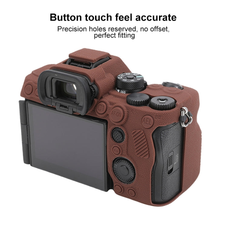 For Sony ILCE7RM5 / A7R5 Litchi Texture Soft Silicone Protective Case(Coffee) by buy2fix