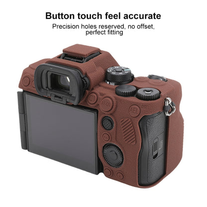 For Sony ILCE7RM5 / A7R5 Litchi Texture Soft Silicone Protective Case(Coffee) by buy2fix