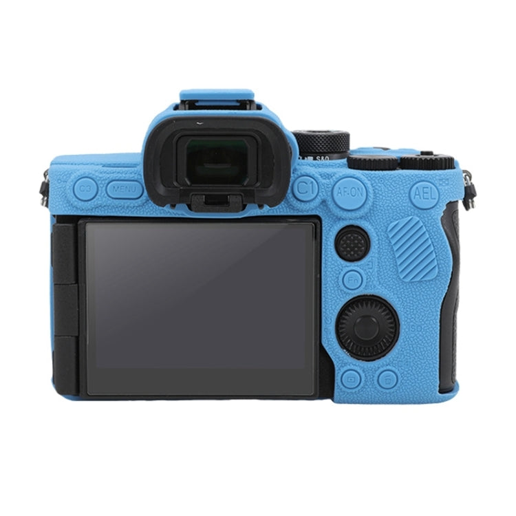 For Sony ILCE7RM5 / A7R5 Litchi Texture Soft Silicone Protective Case(Blue) by buy2fix