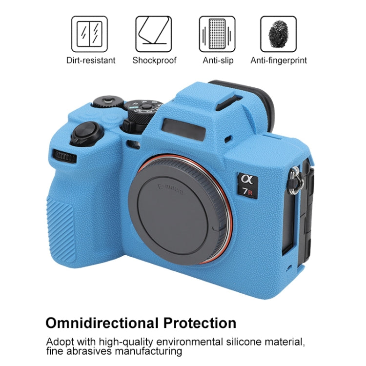 For Sony ILCE7RM5 / A7R5 Litchi Texture Soft Silicone Protective Case(Blue) by buy2fix