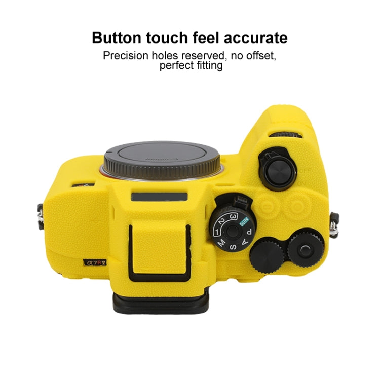 For Sony ILCE7RM5 / A7R5 Litchi Texture Soft Silicone Protective Case(Yellow) by buy2fix
