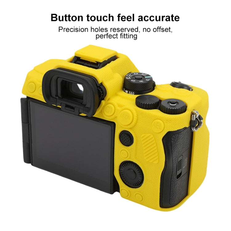 For Sony ILCE7RM5 / A7R5 Litchi Texture Soft Silicone Protective Case(Yellow) by buy2fix